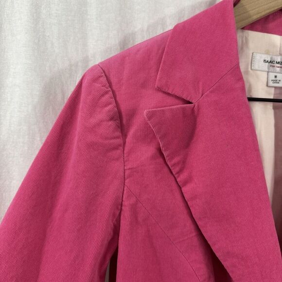 Isaac Mizrahi Pink Corduroy Barbiecore Blazer Jacket Career Womens Size M Career - Picture 7 of 13